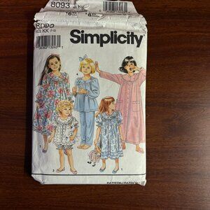 Simplicity Pattern 8093 KK for Girl's Pajamas